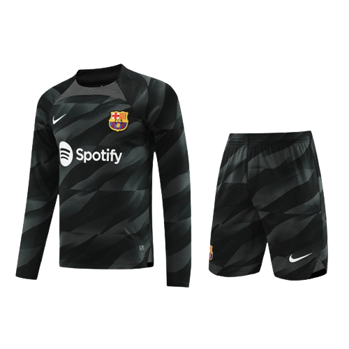Barcelona Soccer Jersey Goalkeeper Black Long Sleeve Replica 2023/24