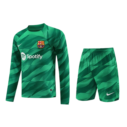 Barcelona Soccer Jersey Goalkeeper Green Long Sleeve Replica 2023/24