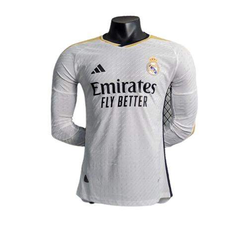 Real Madrid Soccer Jersey Home Long Sleeve Player Version 2023/24