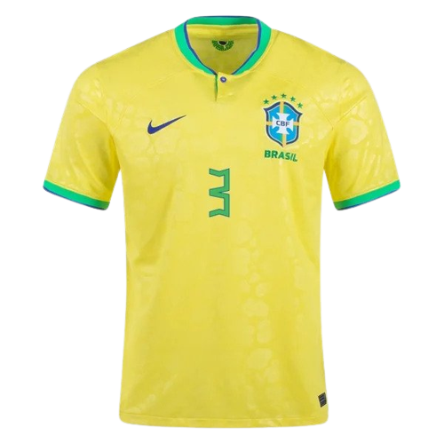 Thiago Silva 3 Brazil 2022 World Cup Replica Home Soccer Jersey