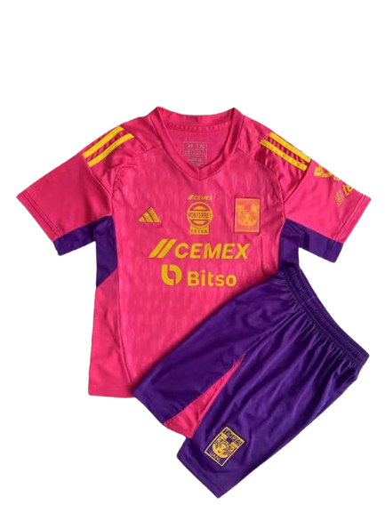 Kids Tigres UANL Soccer Kit Goalkeeper Pink Replica 2023/24