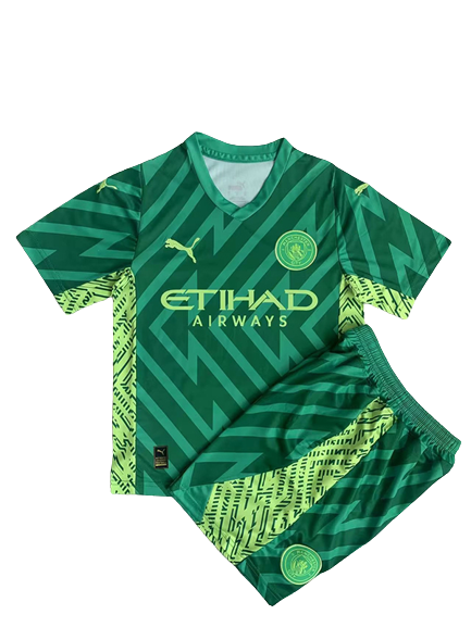 Kids Manchester City Soccer Kit Goalkeeper Green 2023/24