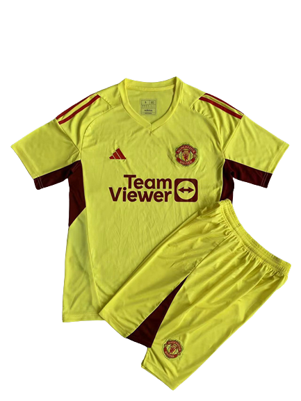 Kids Manchester United Soccer Kit Goalkeeper Yellow 2023/24