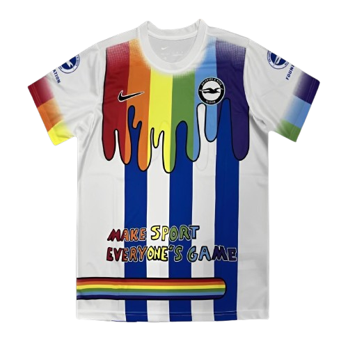 Brighton & Hove Albion Soccer Jersey Rainbow Laces Sussex Schoolgirl Designs Replica 2023/24