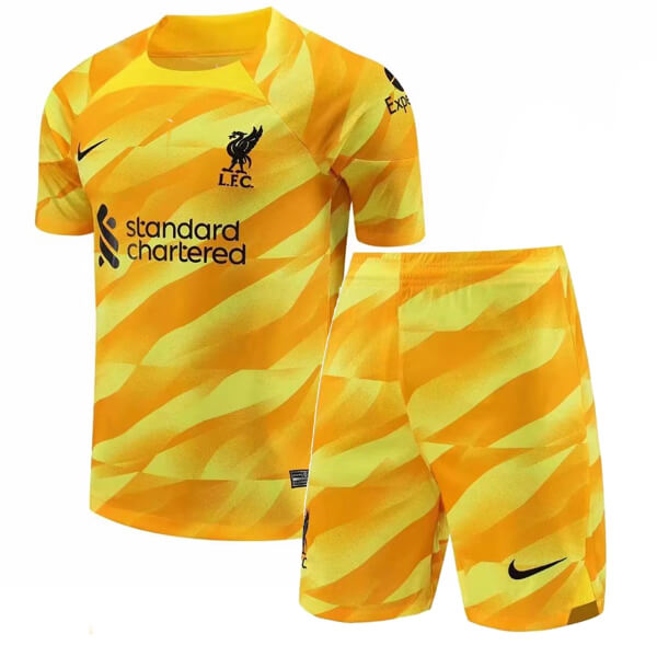 Kids Liverpool Soccer Jersey Goalkeeper Yellow Replica 2023/24