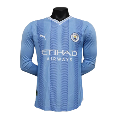 Manchester City Soccer Jersey Home Long Sleeve Player Version 2023/24