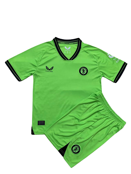 Kids Aston Villa Soccer Kit Goalkeeper Green Replica 2023/24