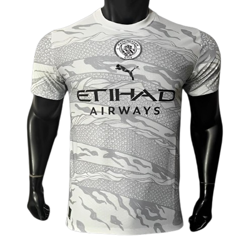Manchester City Soccer Jersey Year of the Dragon White Player Version 2024/25