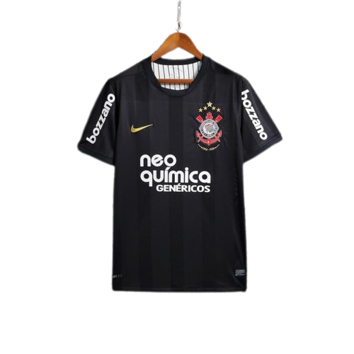 Corinthians Retro Soccer Jersey Away Black Classic Football Shirt 10/11