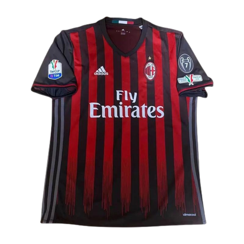 Retro 16 17 AC Milan Home Jersey With Serie A Full Patches