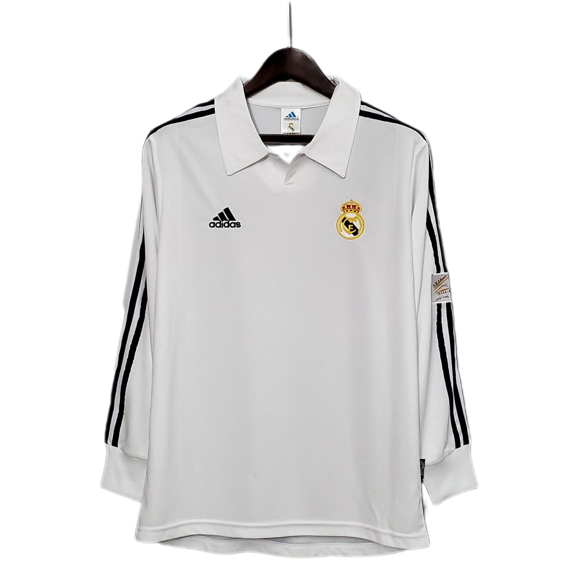 Retro Long Sleeve 01/02 Real Madrid Home Champion league Jersey (No Sponsor)