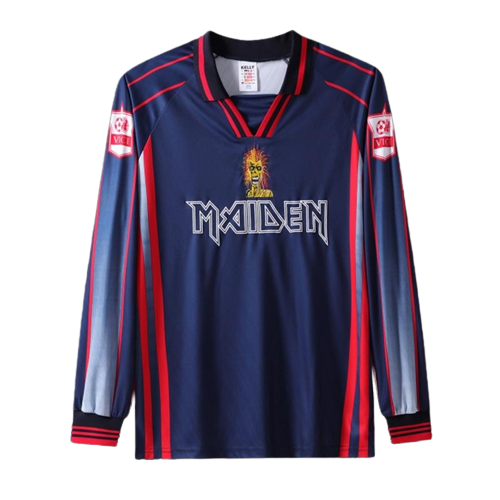 West Ham United Retro Soccer Jersey x Iron Maiden Long Sleevey Classic Football Shirt 98/99