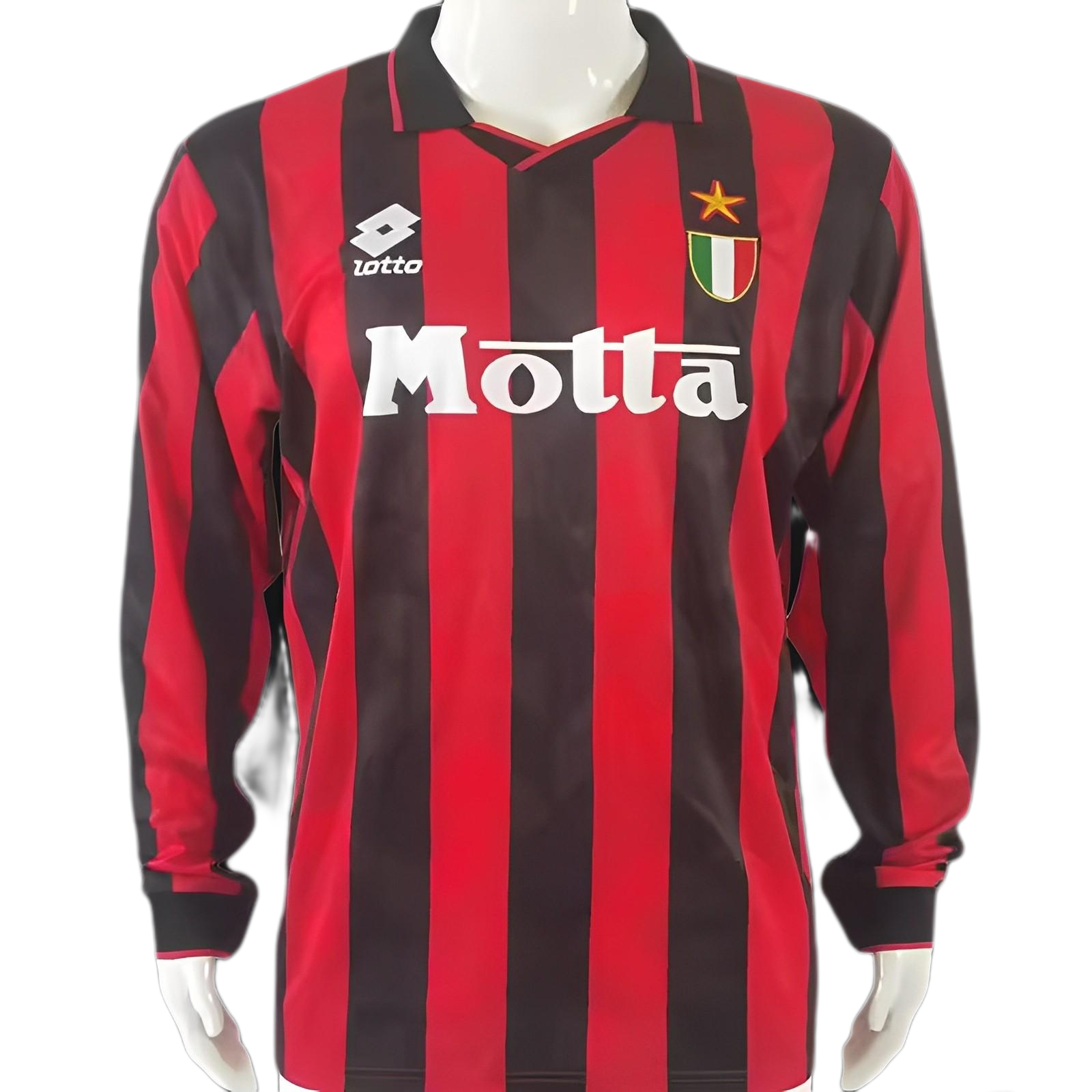 AC Milan Retro Soccer Jersey Home Long Sleeve Classic Football Shirt 93/94