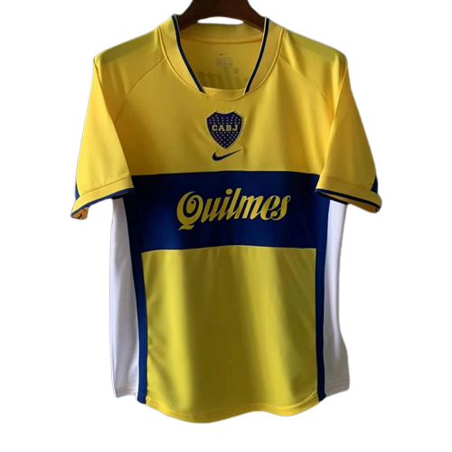 Boca Juniors Retro Soccer Jersey Away Yellow Classic Football Shirt 01/02