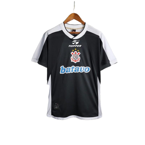 Corinthians Retro Soccer Jersey Away Black Classic Football Shirt 2000