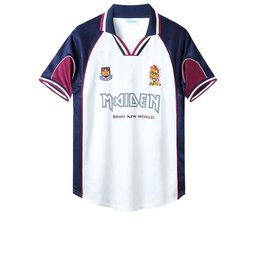 West Ham Retro Soccer Jersey X Iron Maiden Away White Classic Football Shirt 99/01