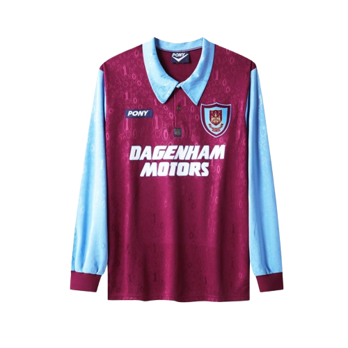 West Ham United Retro Soccer Jersey Home Long Sleeve Classic Football Shirt 95/97
