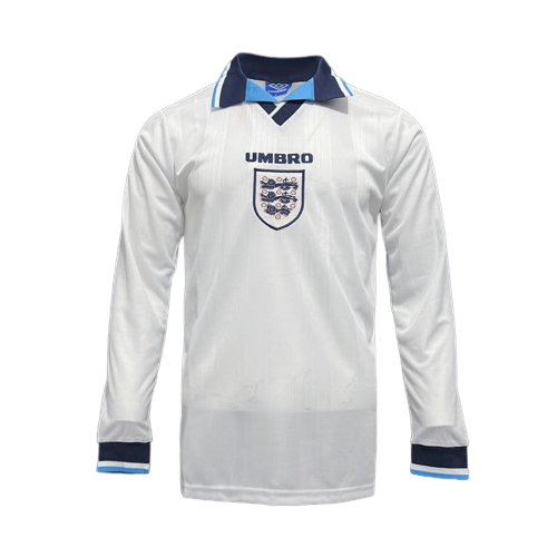 Long Sleeve Retro 1996 England Home Soccer Jersey