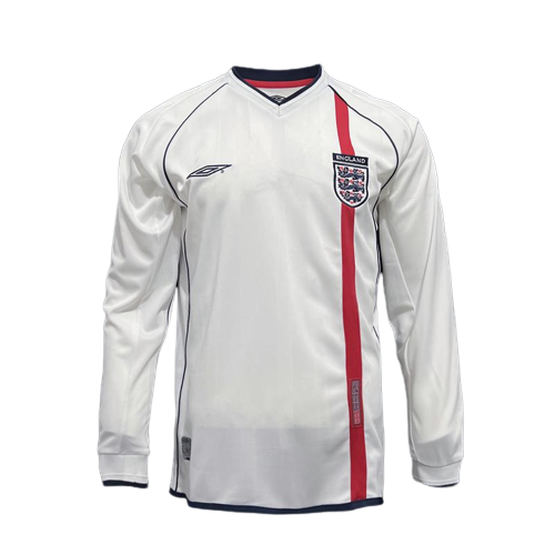 Long Sleeve Retro 2002 England Home Soccer Jersey