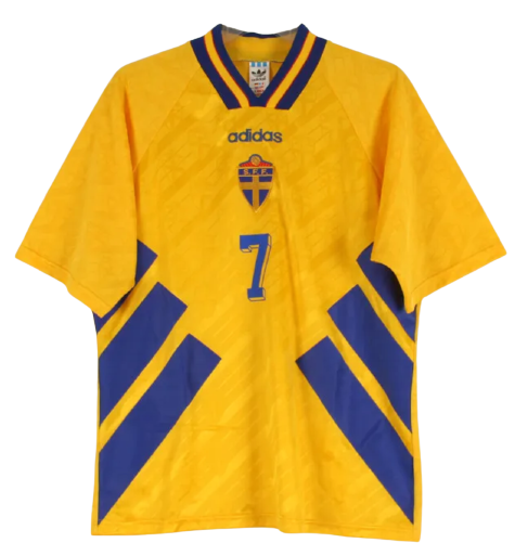 Retro 1994 Sweden Home Jersey 7# LARSSON