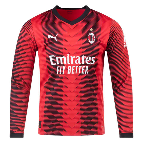 AC Milan Soccer Jersey Home Long Sleeve Replica 2023/24