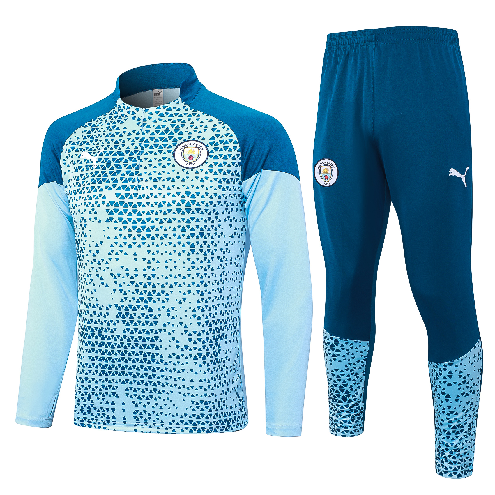 Manchester City Soccer Sweater Tracksuit Light Blue 2023/24