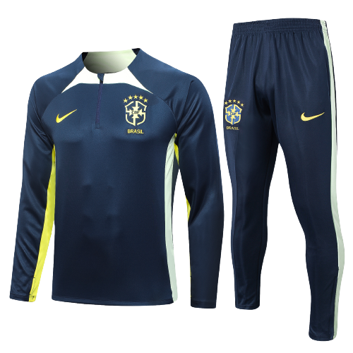 Brazil Soccer Sweater Tracksuit Dark Blue 2023/24