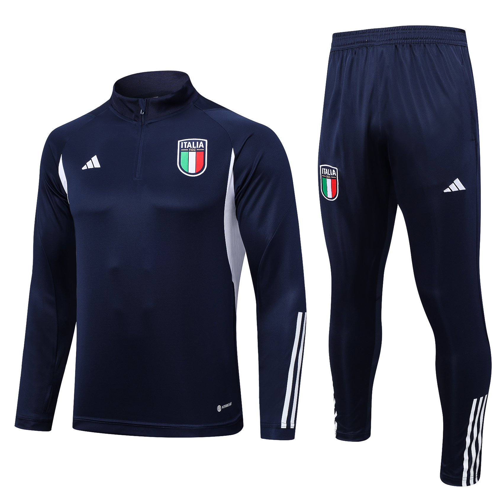 Italy Soccer Sweater Tracksuit Dark Blue 2023/24