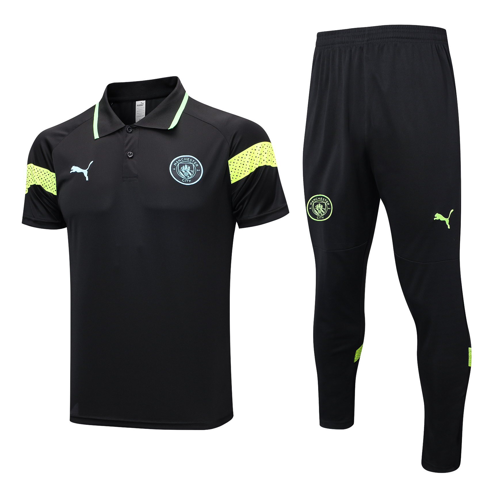 Manchester City Soccer Polo Suit Black 2023/24