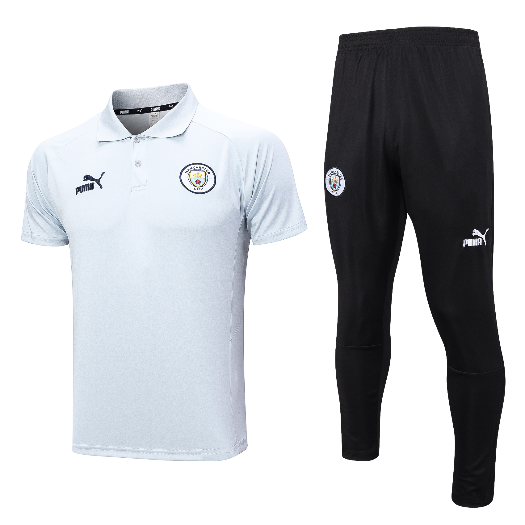 Manchester City Soccer Polo Suit Light Grey 2023/24