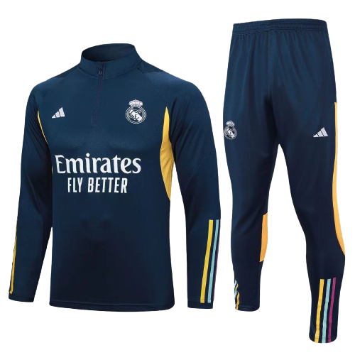 Kids Real Madrid Soccer Sweater Tracksuit Dark Blue 2023/24