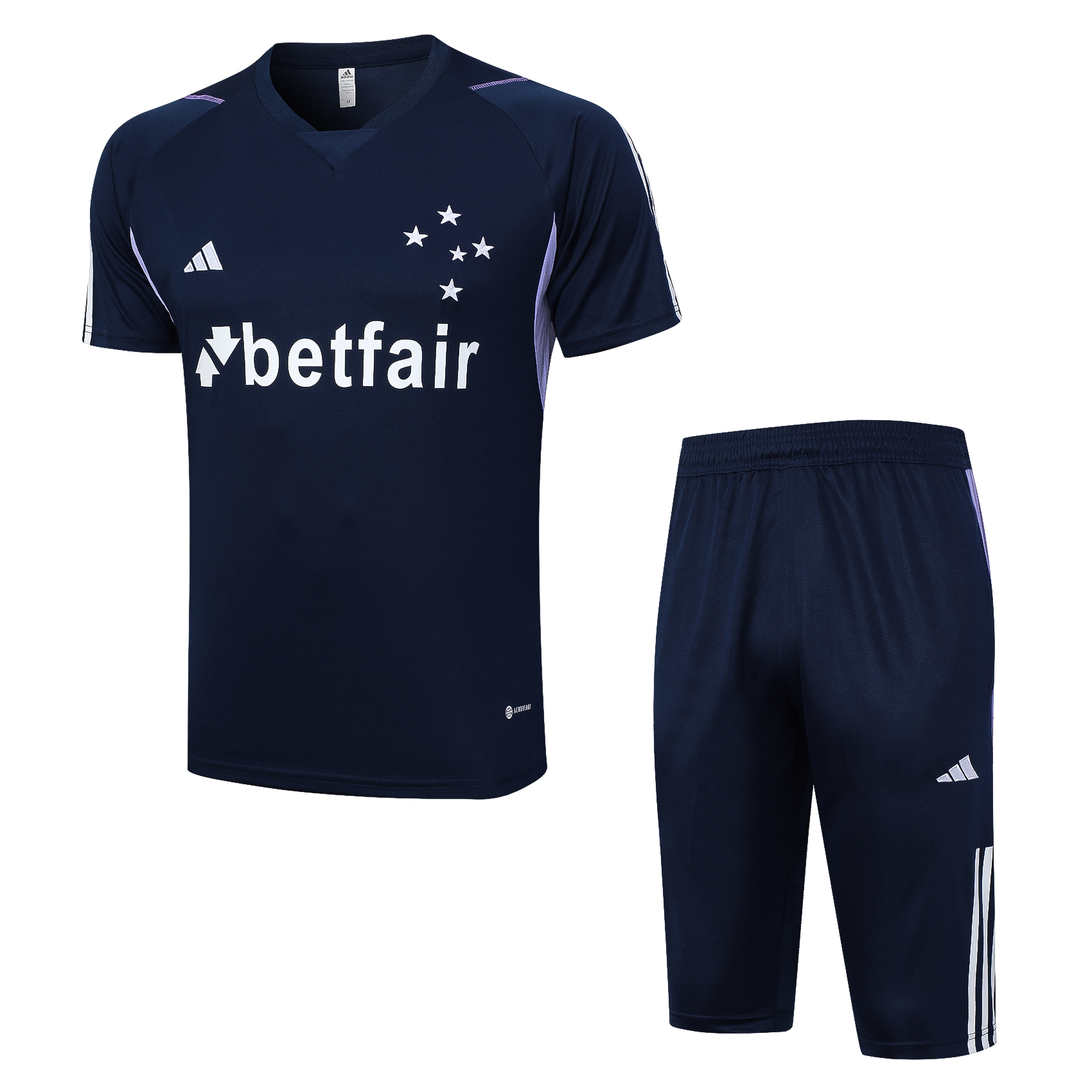 Cruzeiro Soccer Short Sleeve Training Suit Dark Blue 2023/24