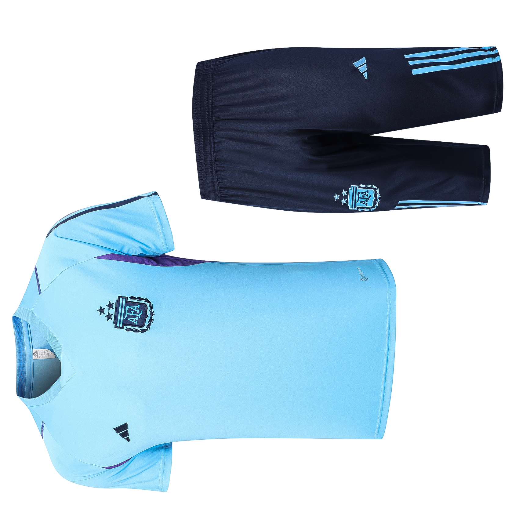 Argentina Soccer Short Sleeve Training Suit Light Blue 2023/24
