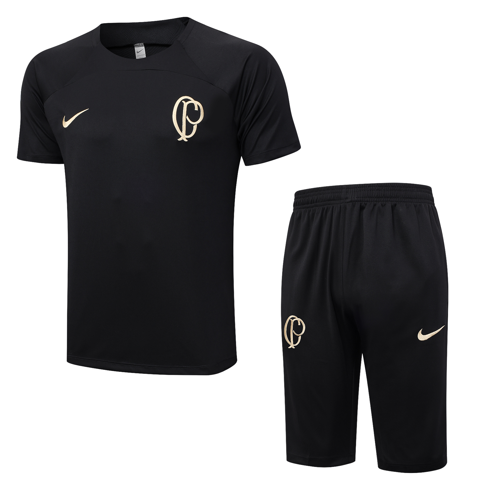 Corinthians Soccer Short Sleeve Training Suit Black 2023/24