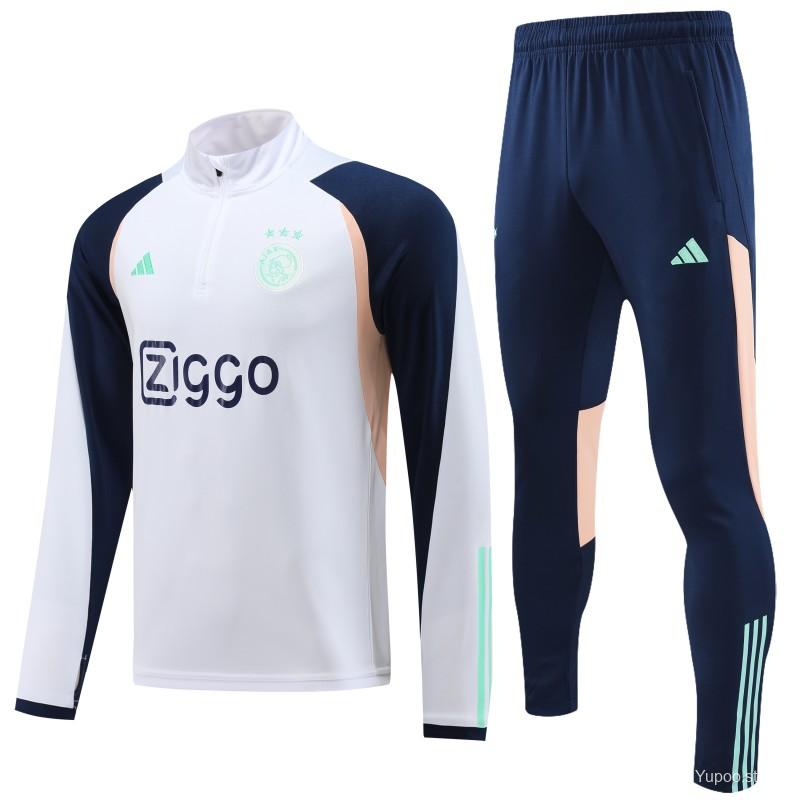 Ajax Soccer Sweater Tracksuit White 2023/24
