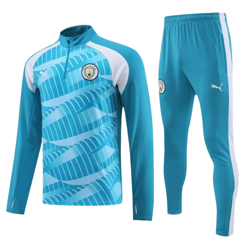 Manchester City Soccer Sweater Tracksuit Blue&White 2023/24
