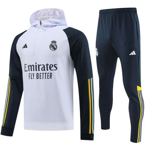 Real Madrid Soccer Hoodie Tracksuit White 2023/24