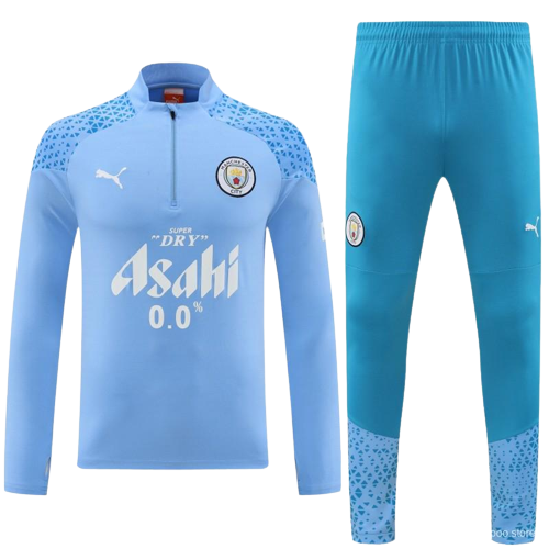 Manchester City Soccer Sweater Tracksuit Blue 2023/24