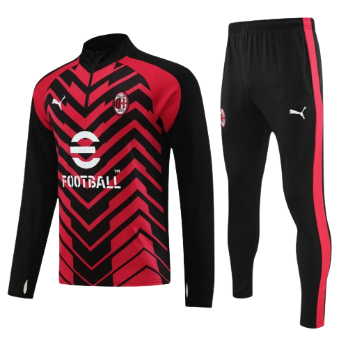 AC Milan Soccer Sweater Tracksuit Black&Red 2023/24