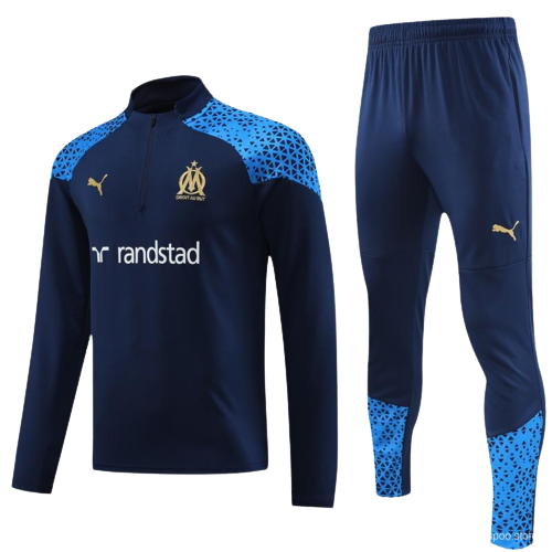 Marseille Soccer Sweater Tracksuit Dark Blue 2023/24