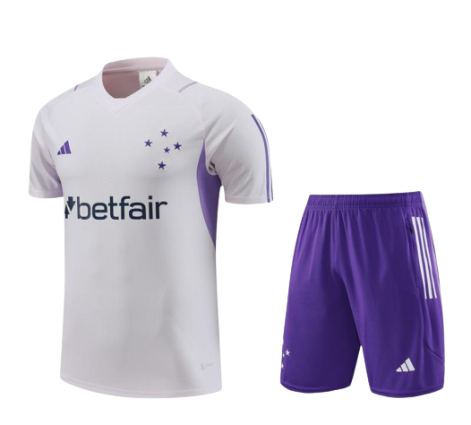 Cruzeiro Soccer Short Sleeve Training Suit White 2023/24
