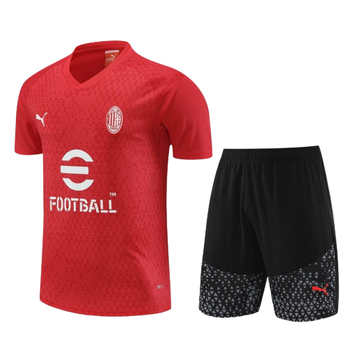 AC Milan Soccer Short Sleeve Training Suit Red 2023/24