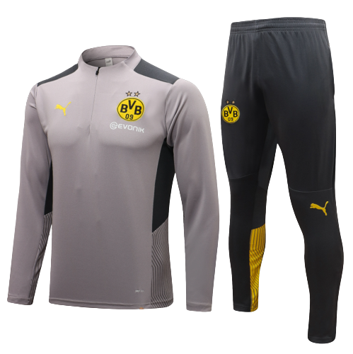 Kids Dortmund Soccer Sweater Tracksuit Grey 2023/24