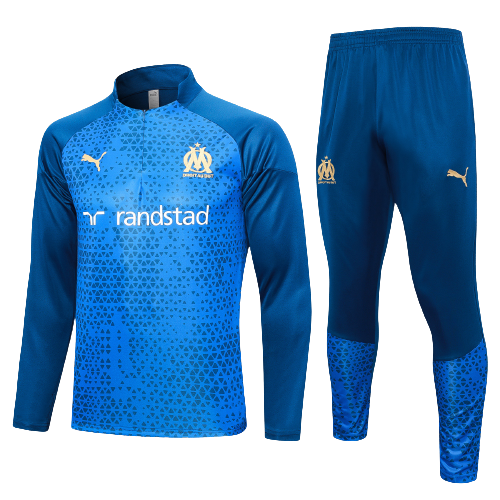 Kids Marseille Soccer Sweater Tracksuit Dark Blue 2023/24