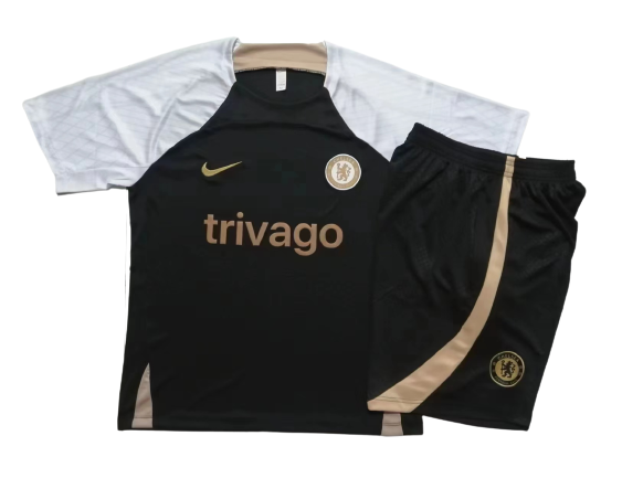 Chelsea Soccer Short Sleeve Training Suit Black 2023/24