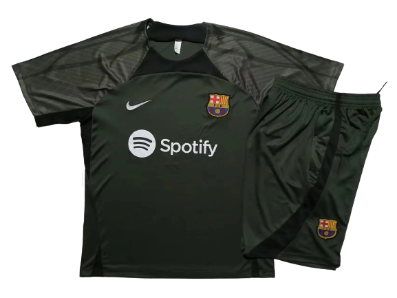 Barcelona Soccer Short Sleeve Training Suit Dark Green 2023/24