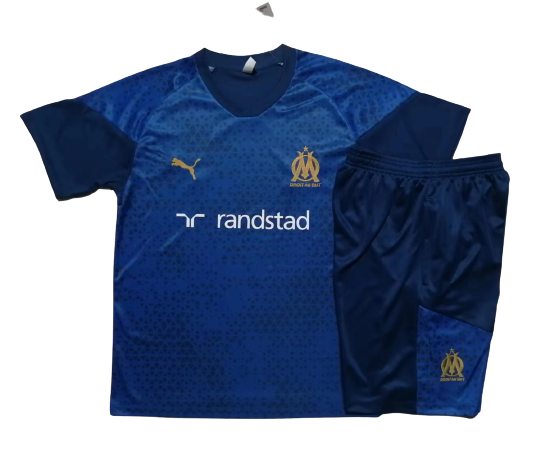 Olympique Marseille Soccer Short Sleeve Training Suit Dark Blue 2023/24