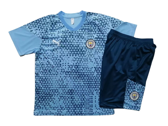 Manchester City Soccer Short Sleeve Training Suit Light Blue 2023/24